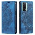 For Xiaomi Redmi K60 / K60 Pro Totem Embossed Magnetic Leather Phone Case(Blue) - 1