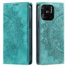 For Xiaomi Redmi 10C 4G Global / 10 India Totem Embossed Magnetic Leather Phone Case(Green) - 1