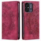 For Xiaomi Redmi 11A 4G Global Totem Embossed Magnetic Leather Phone Case(Red) - 1