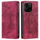For Xiaomi Redmi 10A 4G Global / Poco C55 Totem Embossed Magnetic Leather Phone Case(Red) - 1