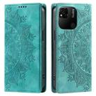 For Xiaomi Redmi 10A 4G Global / Poco C55 Totem Embossed Magnetic Leather Phone Case(Green) - 1