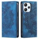 For Xiaomi Redmi 13 4G Totem Embossed Magnetic Leather Phone Case(Blue) - 1