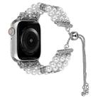 For Apple Watch Series 9 45mm Beaded Pearl Retractable Chain Watch Band(White) - 1