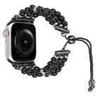 For Apple Watch Series 8 41mm Beaded Pearl Retractable Chain Watch Band(Black) - 1