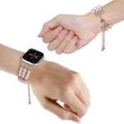 For Apple Watch SE 2022 44mm Beaded Pearl Retractable Chain Watch Band(Pink) - 3