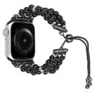 For Apple Watch SE 2022 44mm Beaded Pearl Retractable Chain Watch Band(Black) - 1