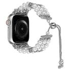 For Apple Watch SE 40mm Beaded Pearl Retractable Chain Watch Band(White) - 1