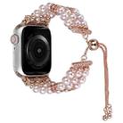 For Apple Watch 38mm Beaded Pearl Retractable Chain Watch Band(Pink) - 1