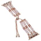 For Apple Watch 38mm Beaded Pearl Retractable Chain Watch Band(Pink) - 2