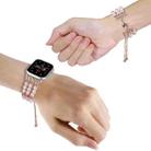For Apple Watch 38mm Beaded Pearl Retractable Chain Watch Band(Pink) - 3