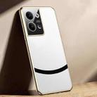 For OPPO Reno9 Gilt Leather Electroplated Phone Case(White) - 1