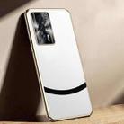 For Xiaomi Redmi K60 Gilt Leather Electroplated Phone Case(White) - 1