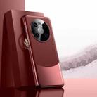 For Huawei Mate 40 Pro Electroplated PC + Leather Shockproof Phone Case(Red) - 1