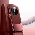 For Huawei Mate 50 Electroplated PC + Leather Shockproof Phone Case(Red) - 1