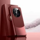 For Huawei Mate 50 Pro Electroplated PC + Leather Shockproof Phone Case(Red) - 1