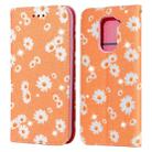 For Xiaomi Redmi Note 9 Glittering Daisy Magnetic Horizontal Flip Leather Case with Holder & Card Slots & Photo Frame(Orange) - 1