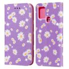 For Samsung Galaxy A21s Glittering Daisy Magnetic Horizontal Flip Leather Case with Holder & Card Slots & Photo Frame(Purple) - 1