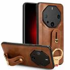 For Huawei Mate 60 RS Ultimate Wristband Leather Back Phone Case(Brown) - 1