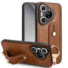 For Huawei Pura 70 5G Wristband Leather Back Phone Case(Brown) - 1