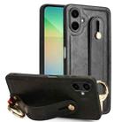 For Samsung Galaxy A06 4G Wristband Leather Back Phone Case(Black) - 1