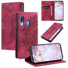 For Samsung Galaxy A40 Totem Embossed Magnetic Leather Phone Case(Red) - 1