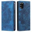 For Samsung Galaxy A41 Totem Embossed Magnetic Leather Phone Case(Blue) - 1