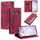 For Samsung Galaxy S10 Totem Embossed Magnetic Leather Phone Case(Red) - 1