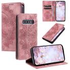 For Samsung Galaxy S10 Totem Embossed Magnetic Leather Phone Case(Rose Gold) - 1