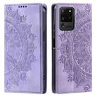For Samsung Galaxy S20 Ultra Totem Embossed Magnetic Leather Phone Case(Purple) - 1