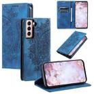 For Samsung Galaxy S21 5G Totem Embossed Magnetic Leather Phone Case(Blue) - 1