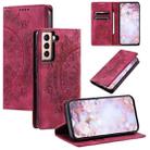 For Samsung Galaxy S21 5G Totem Embossed Magnetic Leather Phone Case(Red) - 1