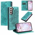 For Samsung Galaxy S21 5G Totem Embossed Magnetic Leather Phone Case(Green) - 1