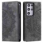 For Samsung Galaxy S21 Ultra 5G Totem Embossed Magnetic Leather Phone Case(Grey) - 1