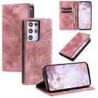 For Samsung Galaxy S21 Ultra 5G Totem Embossed Magnetic Leather Phone Case(Rose Gold) - 1