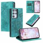 For Samsung Galaxy S21 Ultra 5G Totem Embossed Magnetic Leather Phone Case(Green) - 1