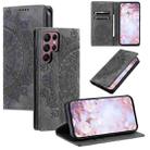 For Samsung Galaxy S22 Ultra 5G Totem Embossed Magnetic Leather Phone Case(Grey) - 1