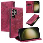 For Samsung Galaxy S23 Ultra 5G Totem Embossed Magnetic Leather Phone Case(Red) - 1