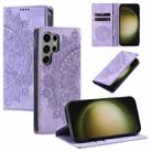 For Samsung Galaxy S23 Ultra 5G Totem Embossed Magnetic Leather Phone Case(Purple) - 1