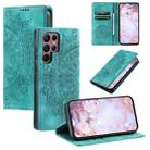 For Samsung Galaxy S24 Ultra 5G Totem Embossed Magnetic Leather Phone Case(Green) - 1