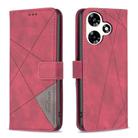 For Infinix Hot 30 Magnetic Buckle Rhombus Texture Leather Phone Case(Red) - 1