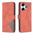 For Infinix Hot 30 Magnetic Buckle Rhombus Texture Leather Phone Case(Brown) - 1