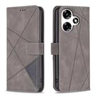 For Infinix Hot 30 Magnetic Buckle Rhombus Texture Leather Phone Case(Grey) - 1