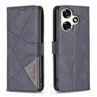 For Infinix Hot 30 Magnetic Buckle Rhombus Texture Leather Phone Case(Black) - 1