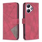 For Infinix Hot 30 Play NFC Magnetic Buckle Rhombus Texture Leather Phone Case(Red) - 1