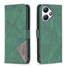 For Infinix Hot 30 Play NFC Magnetic Buckle Rhombus Texture Leather Phone Case(Green) - 1