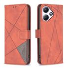 For Infinix Hot 30 Play NFC Magnetic Buckle Rhombus Texture Leather Phone Case(Brown) - 1