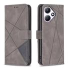 For Infinix Hot 30 Play NFC Magnetic Buckle Rhombus Texture Leather Phone Case(Grey) - 1