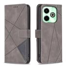 For Infinix Hot 40i Magnetic Buckle Rhombus Texture Leather Phone Case(Grey) - 1