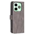 For Infinix Hot 40i Magnetic Buckle Rhombus Texture Leather Phone Case(Grey) - 3