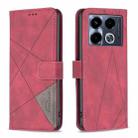 For Infinix Note 40 4G Magnetic Buckle Rhombus Texture Leather Phone Case(Red) - 1